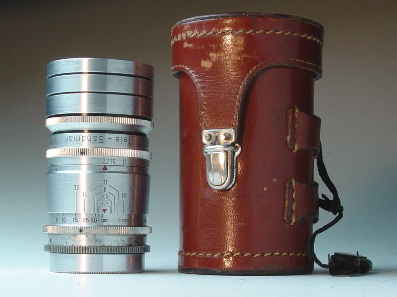Argus Tele-Sandmar 100mm f/4.5 with case and viewfinder mask