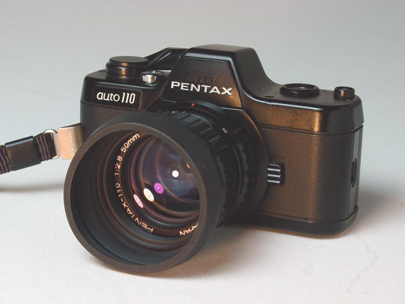 Asahi Pentax Auto 110 with Asahi Pentax-110 1:2.8 50mm and hood
