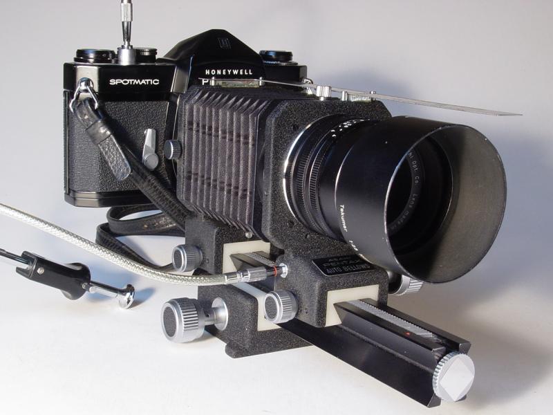 Bellows-Takumar 1:4/100mm on Honeywell Pentax Spotmatic and Auto Bellows II