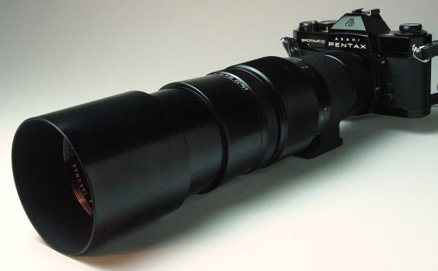 Super-Multi-Coated TAKUMAR 1:5.6/400mm with Hood and Spotmatic II - Click to Enlarge