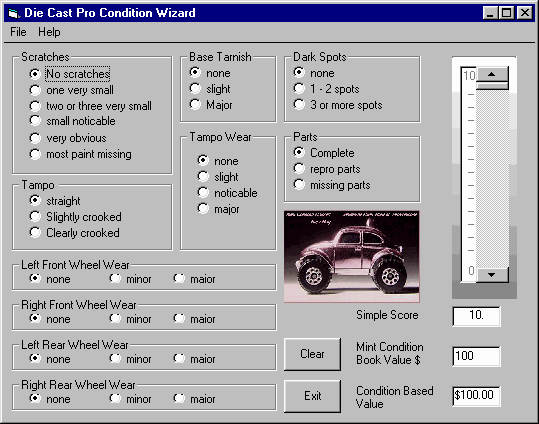 Die Cast Pro Condition Wizard Main Screen